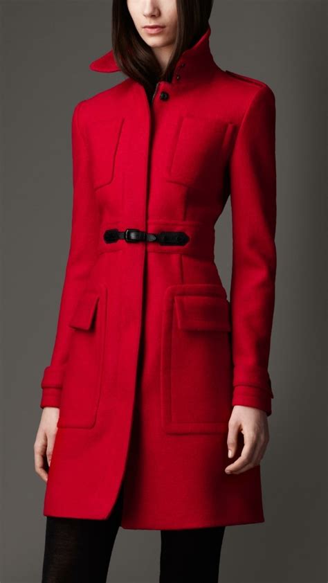 manteau femme burberry rouge|Burberry cashmere cape coat.